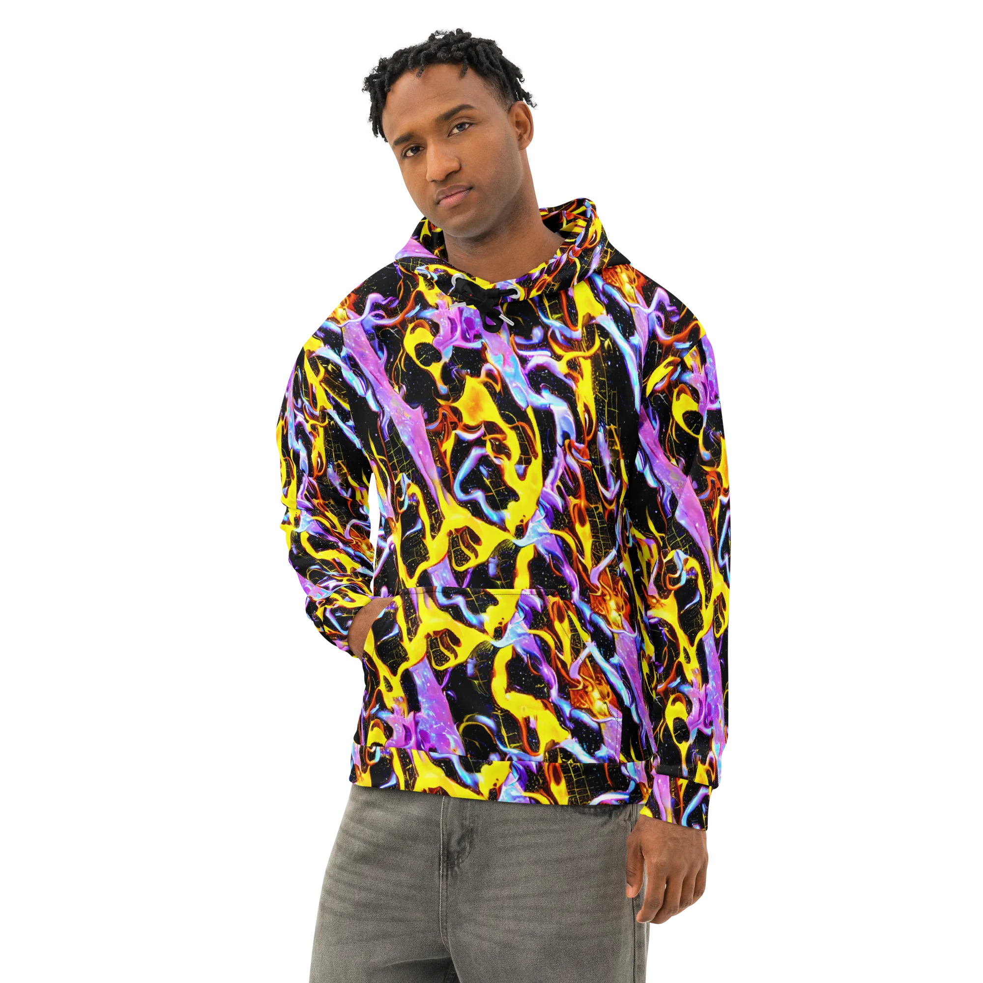 Neon Magma on Cotton Hoodie — Left Front