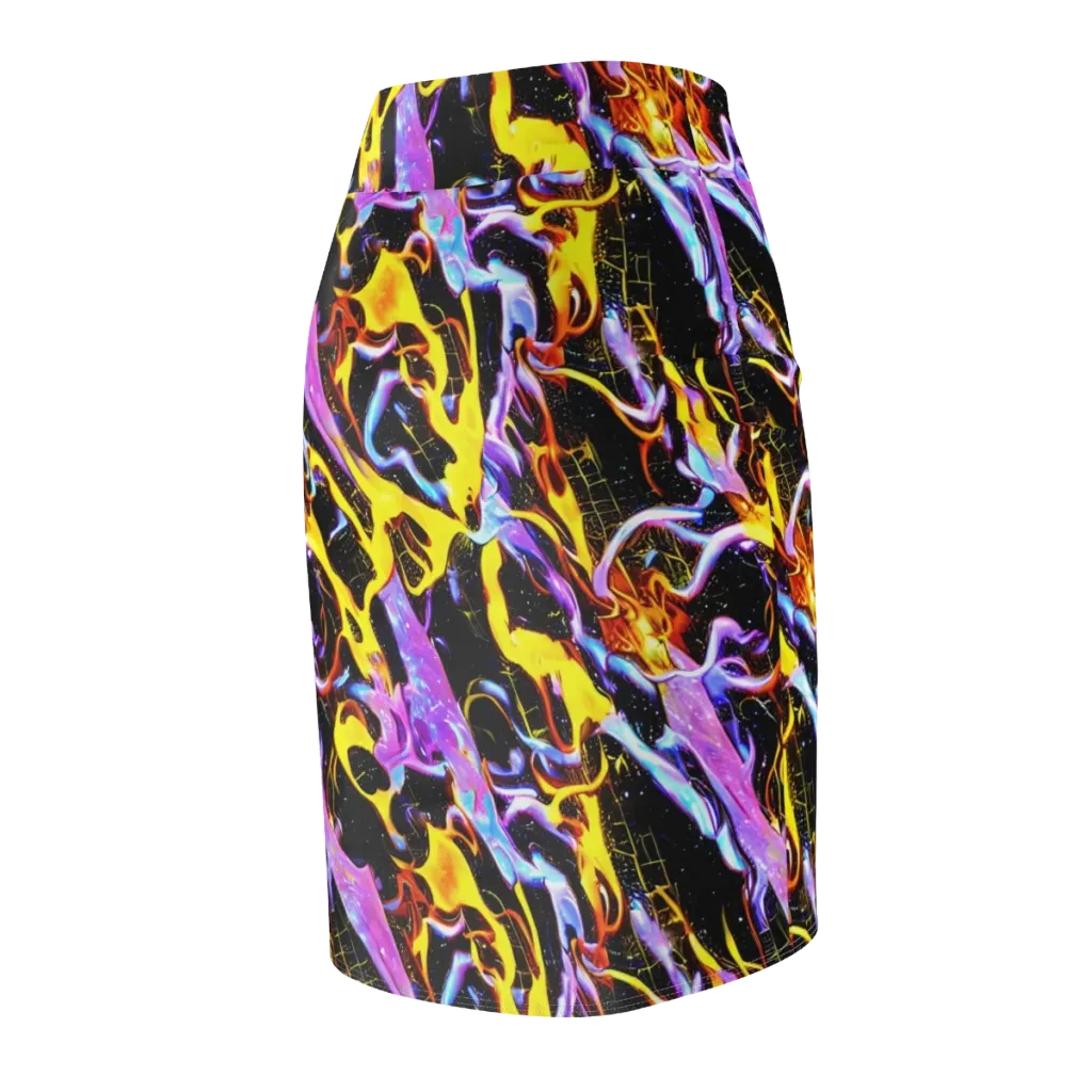 Neon Magma on Pencil Skirt — Back Side