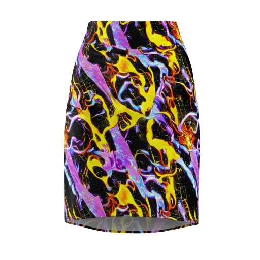 Neon Magma on a Pencil Skirt