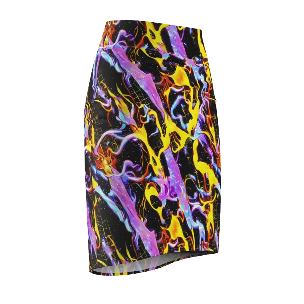 Neon Magma on Pencil Skirt — Front Side