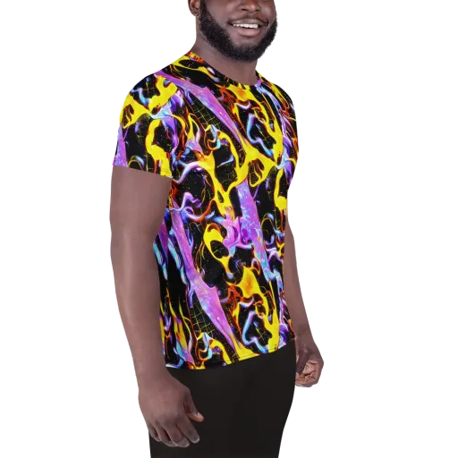 Neon Magma on a Men's Athletic T-Shirt