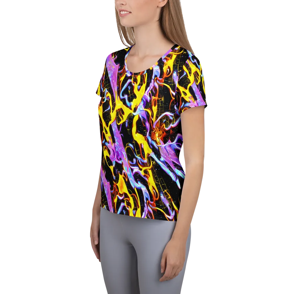 Neon Magma on Women's Athletic T-Shirt — Left