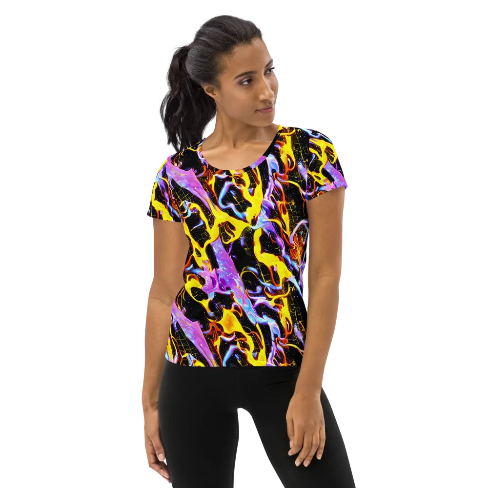 Neon Magma on Women's Athletic T-Shirt — Front