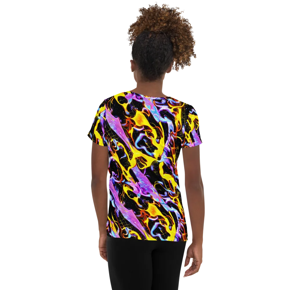 Neon Magma on Women's Athletic T-Shirt — Back