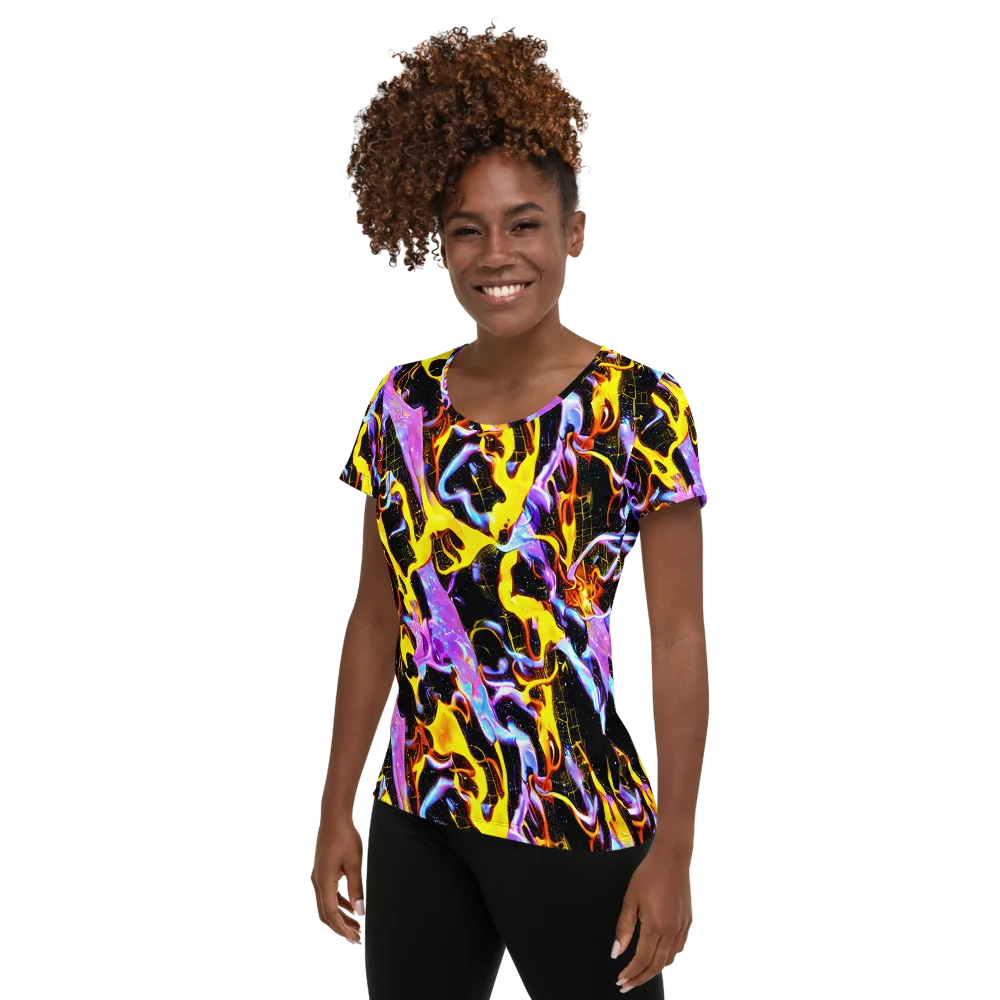 Neon Magma on Women's Athletic T-Shirt — Left