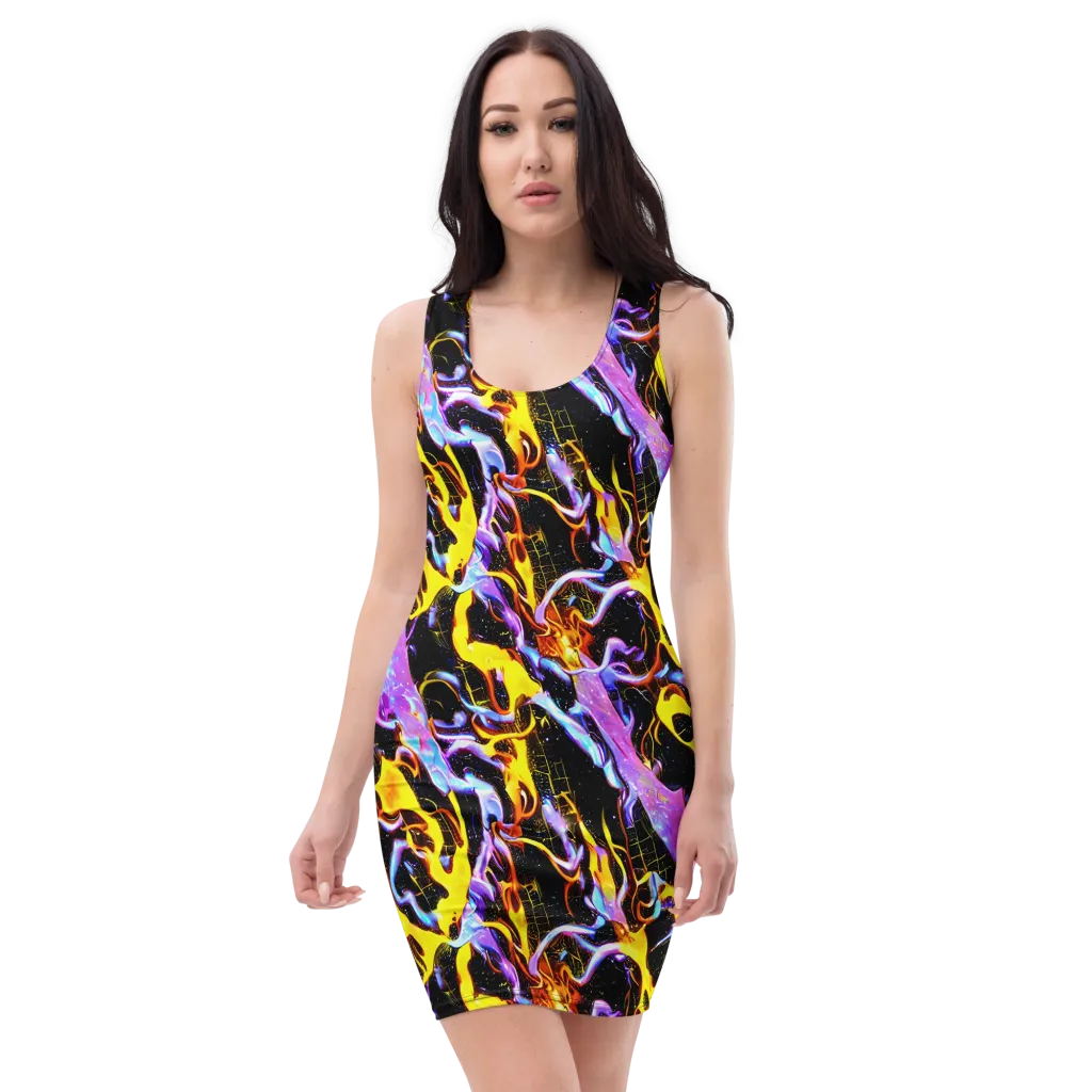 Neon Magma on Bodycon Dress — Front