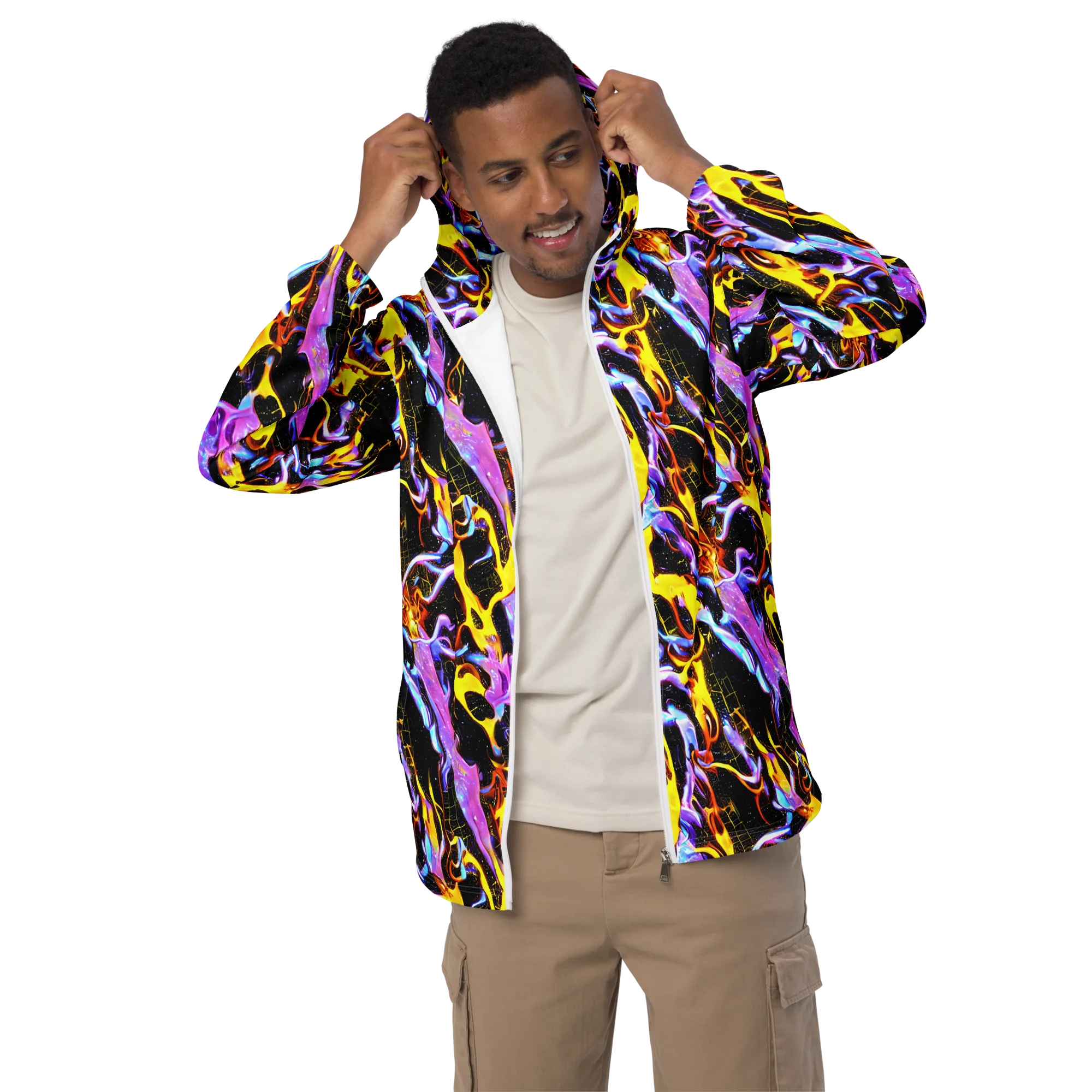 Neon Magma on Men's Windbreaker — Front