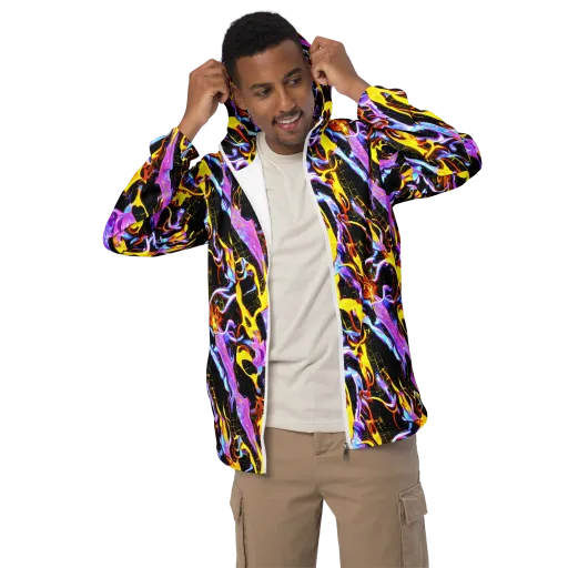 Neon Magma on a Men's Windbreaker