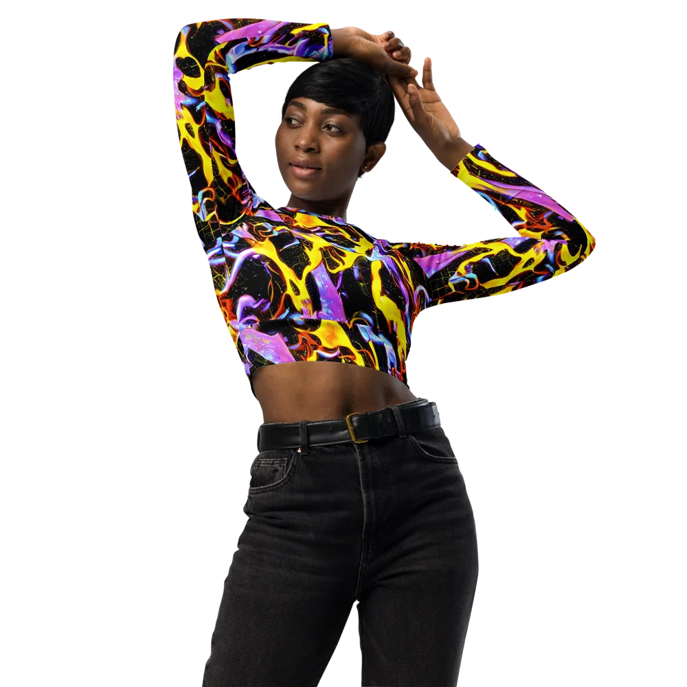 Neon Magma on Long Sleeve Crop Top — Front