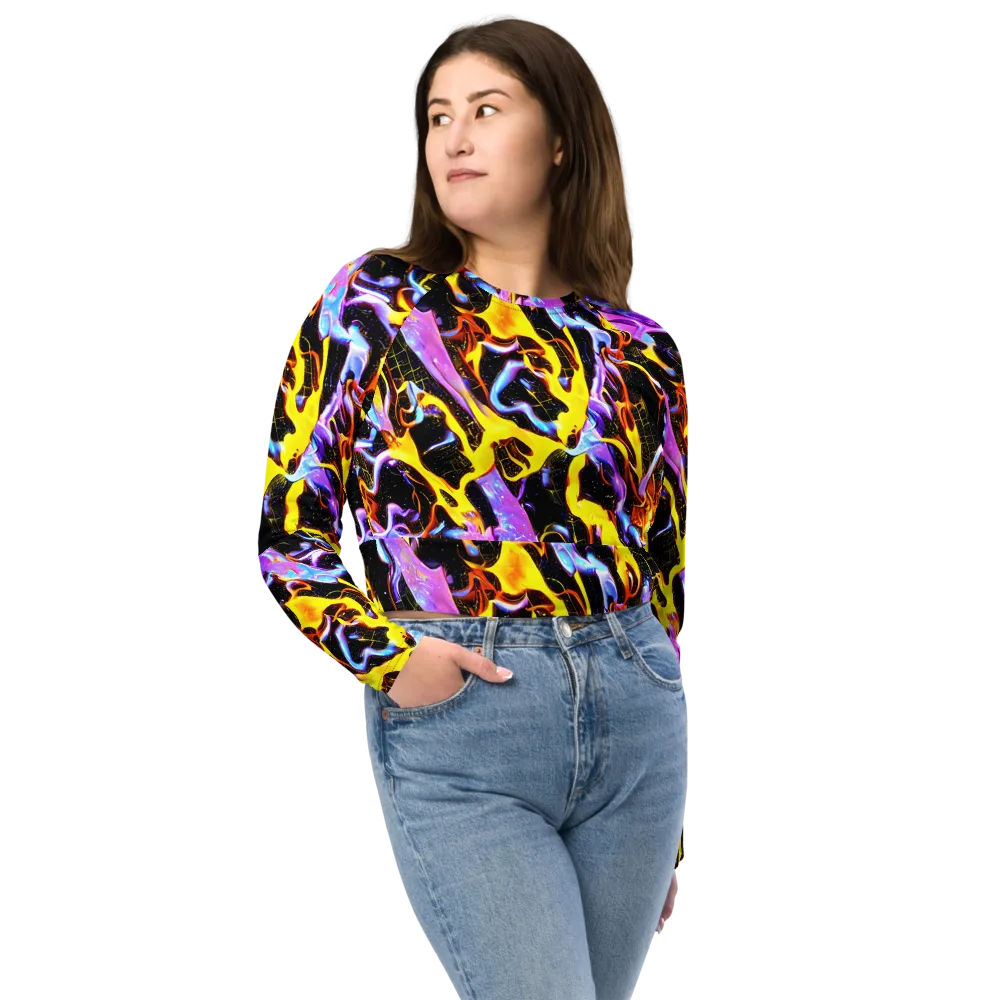 Neon Magma on Long Sleeve Crop Top — Front