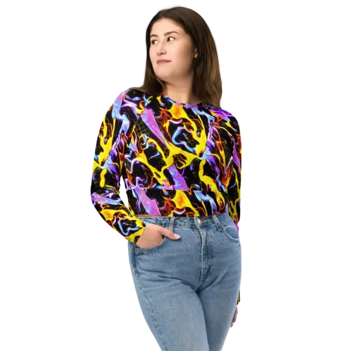 Neon Magma on a Long Sleeve Crop Top