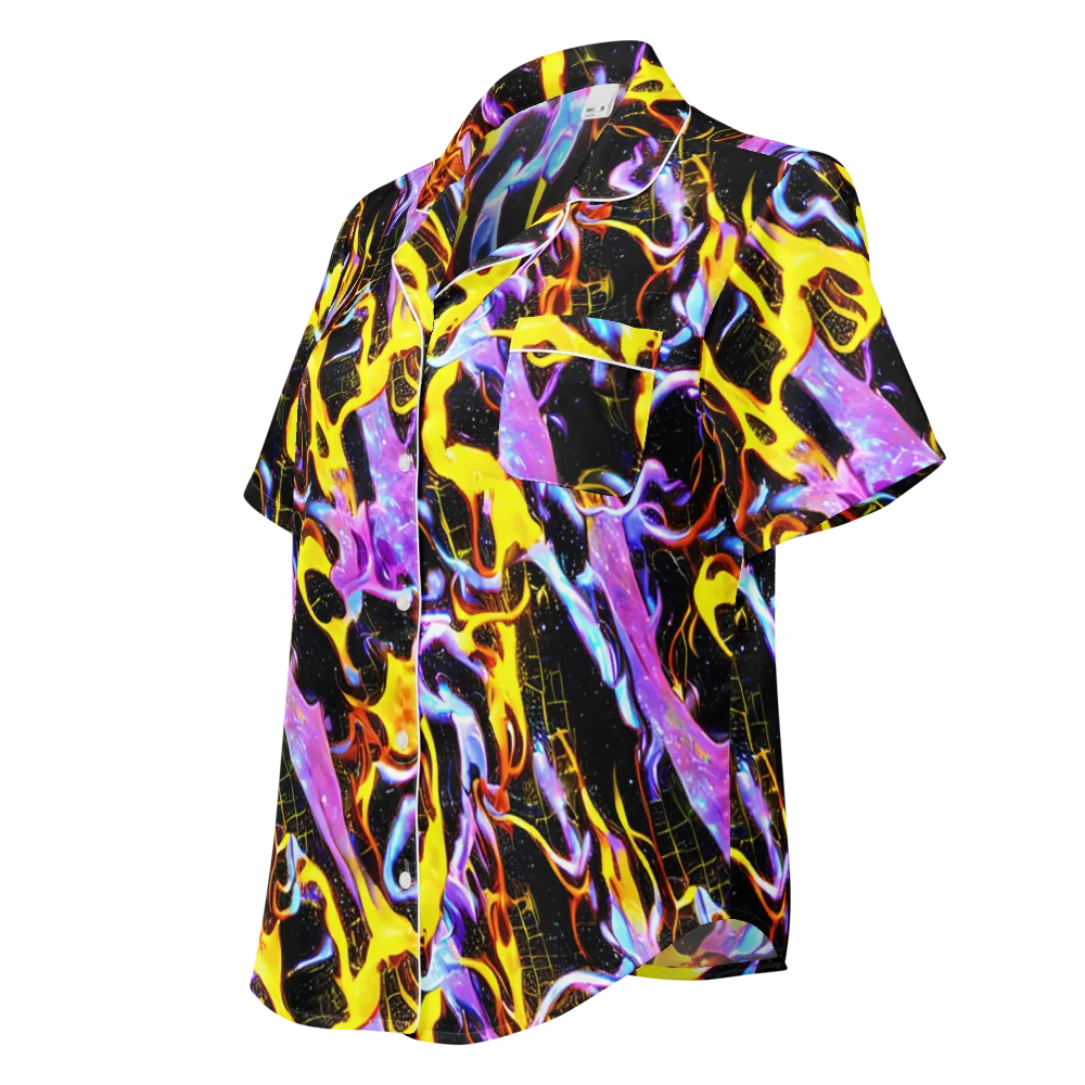 Neon Magma on Women's Short Sleeve Pajama Top — Left Front