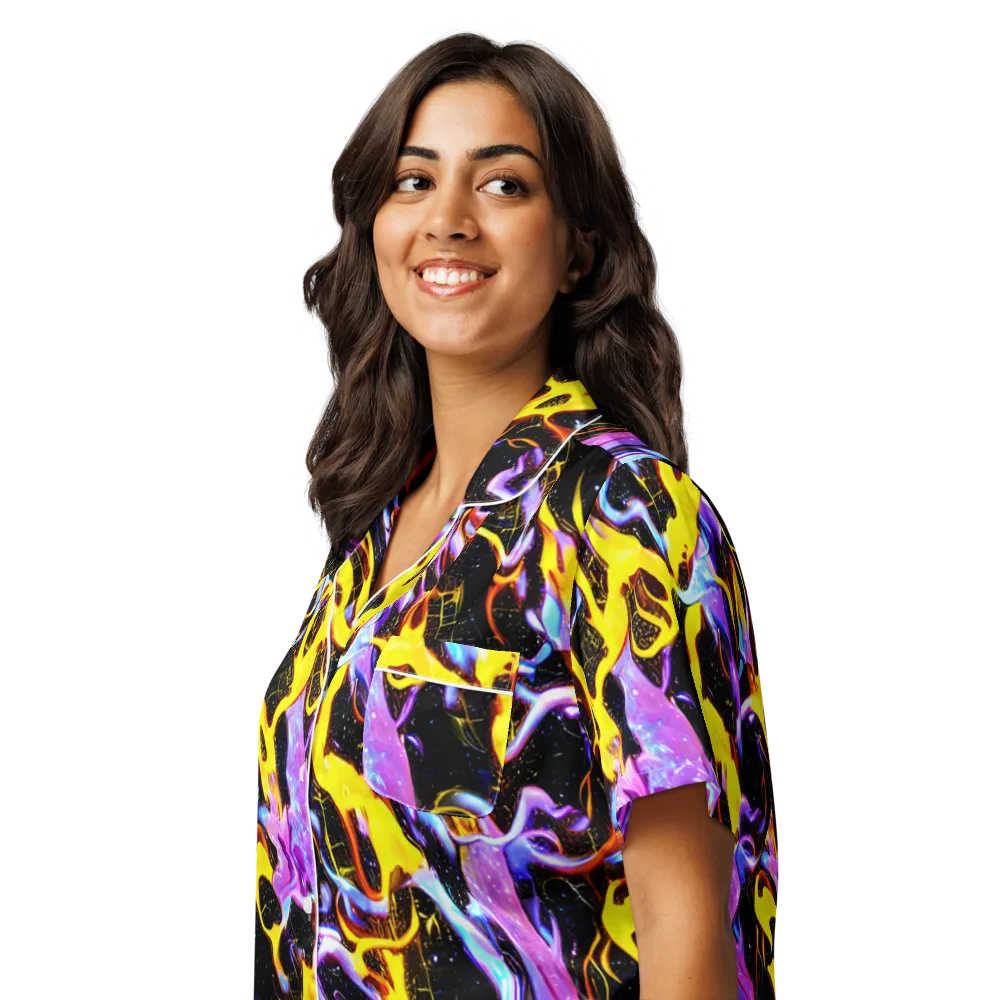 Neon Magma on Women's Short Sleeve Pajama Top — Left Front