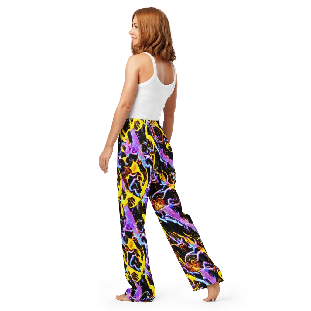 Neon Magma on Women's Pajama Pants — Back