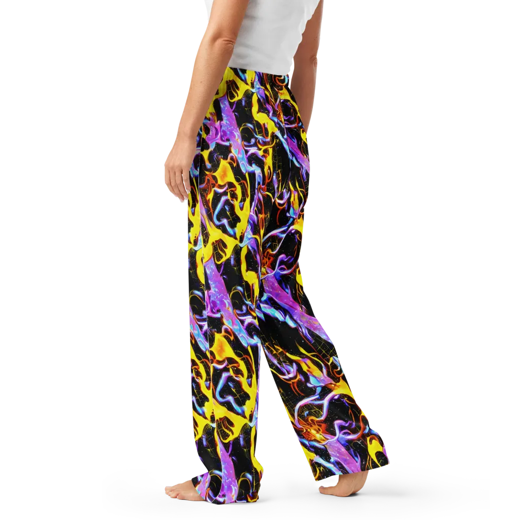 Neon Magma on Women's Pajama Pants — Left