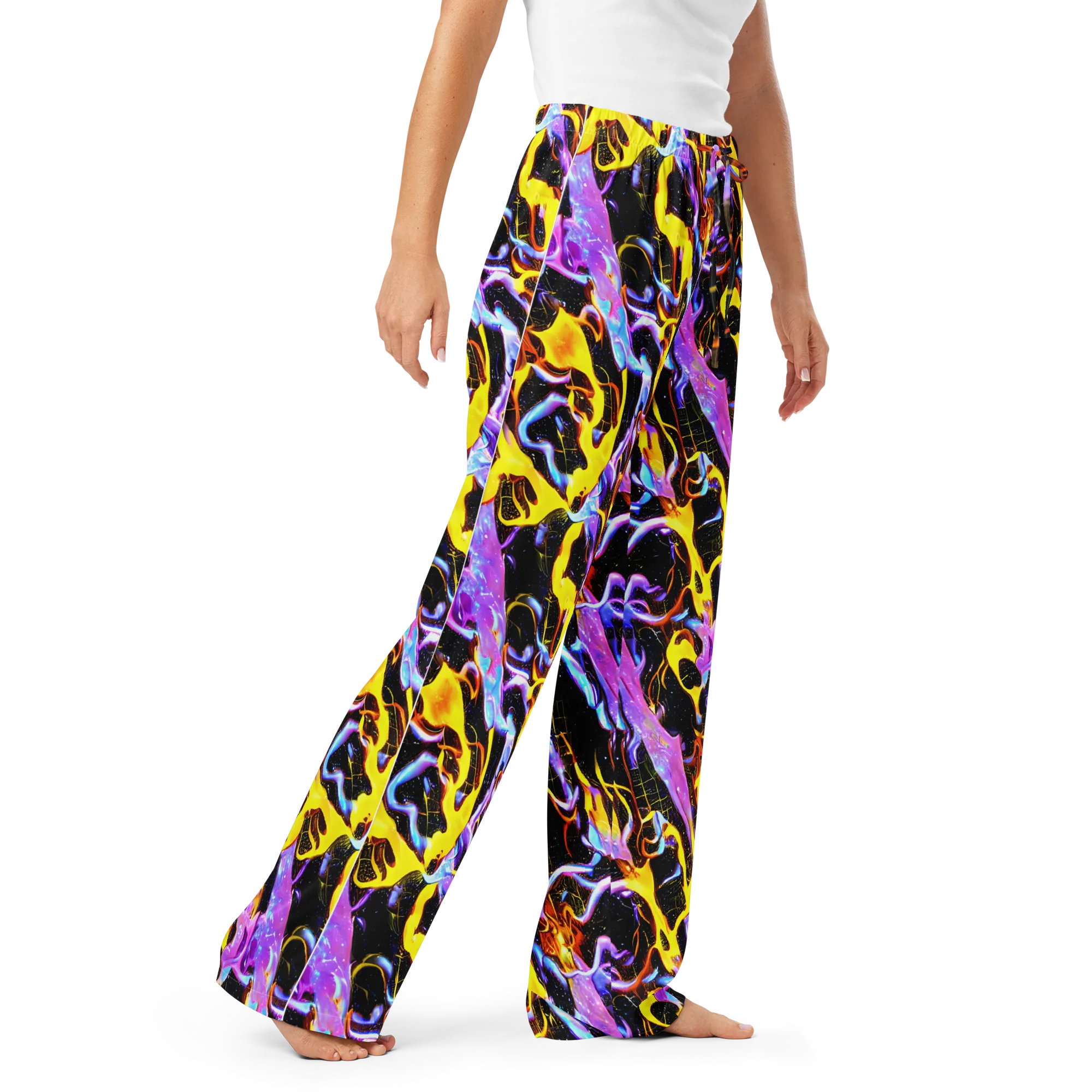Neon Magma on Women's Pajama Pants — Right Front