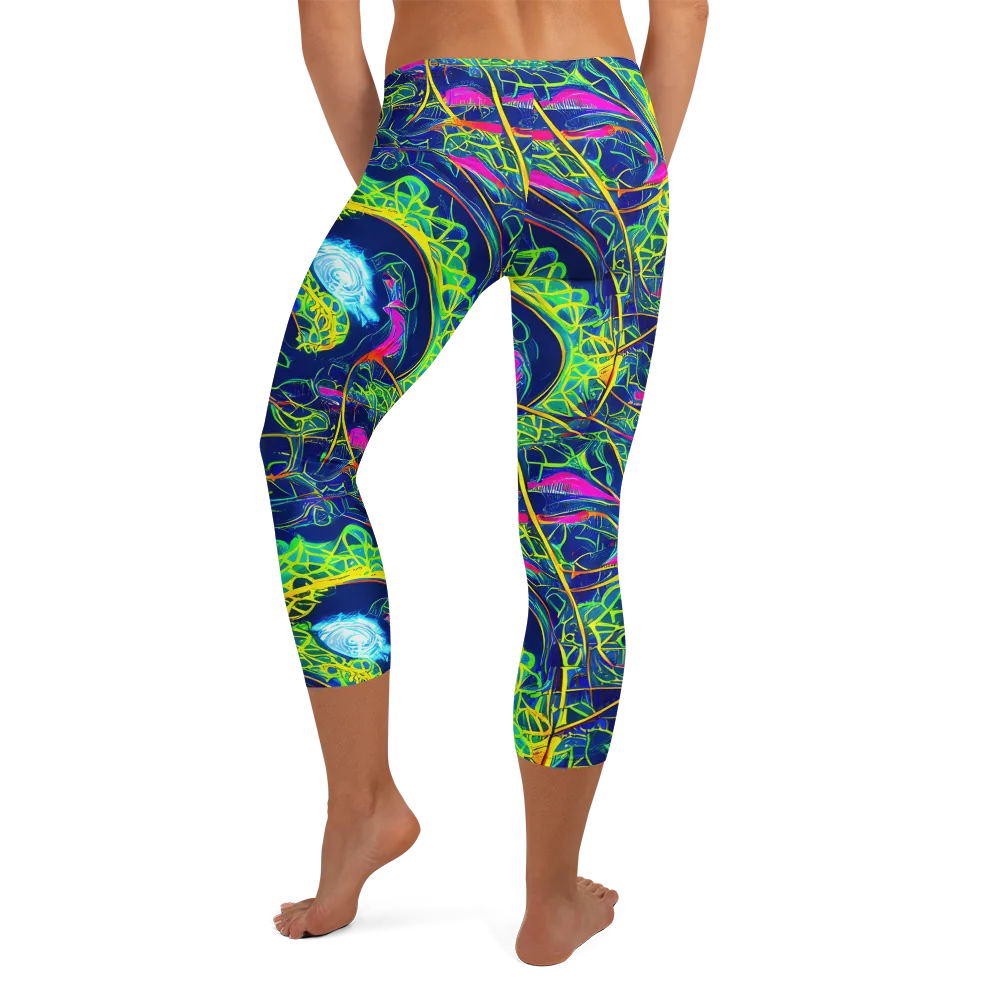 Psychedelic Thicket on Capri Leggings — Back
