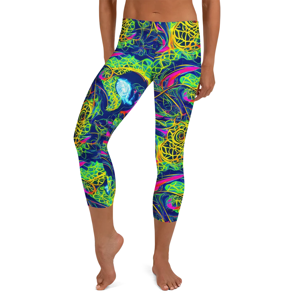 Psychedelic Thicket on Capri Leggings — Front