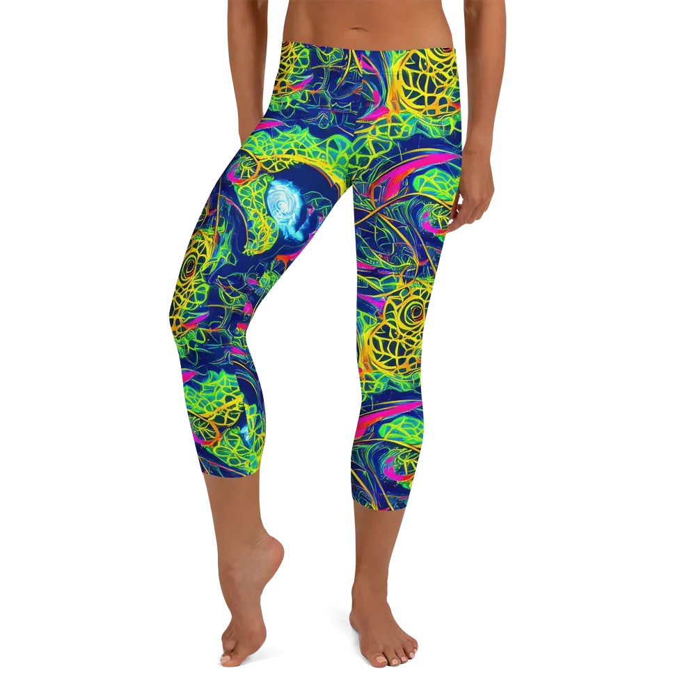 Psychedelic Thicket on Capri Leggings — Front