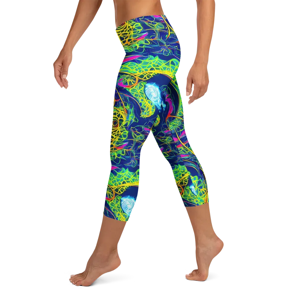 Psychedelic Thicket on Capri Leggings — Left