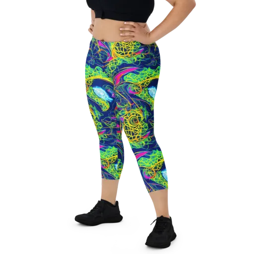 Psychedelic Thicket on a Capri Leggings