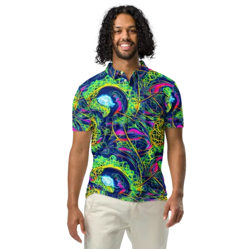 Psychedelic Thicket on a Men's Slim Fit Polo Shirt