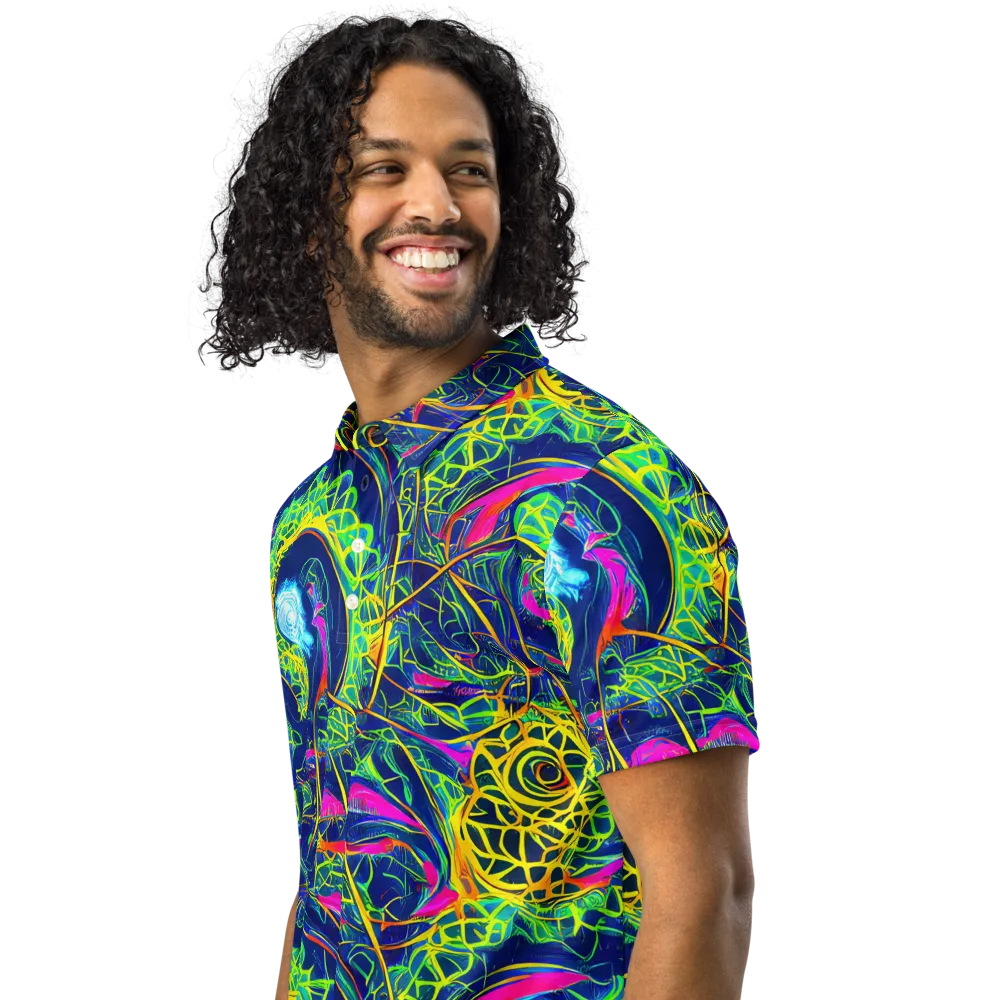 Psychedelic Thicket on Men's Slim Fit Polo Shirt — Left Front