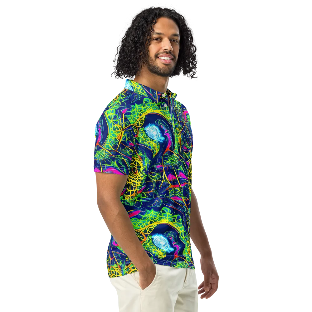 Psychedelic Thicket on Men's Slim Fit Polo Shirt — Right Front