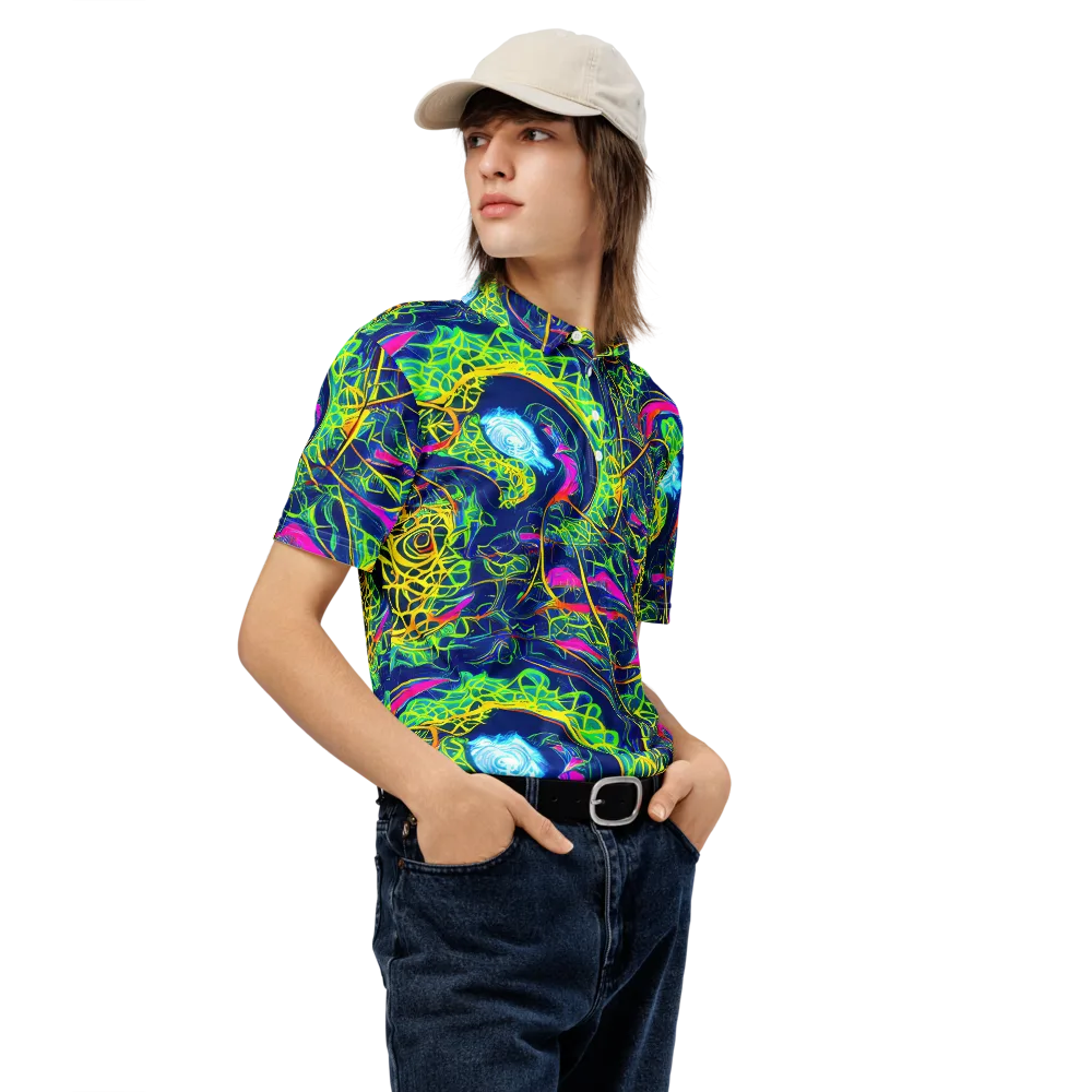 Psychedelic Thicket on Men's Slim Fit Polo Shirt — Right Front