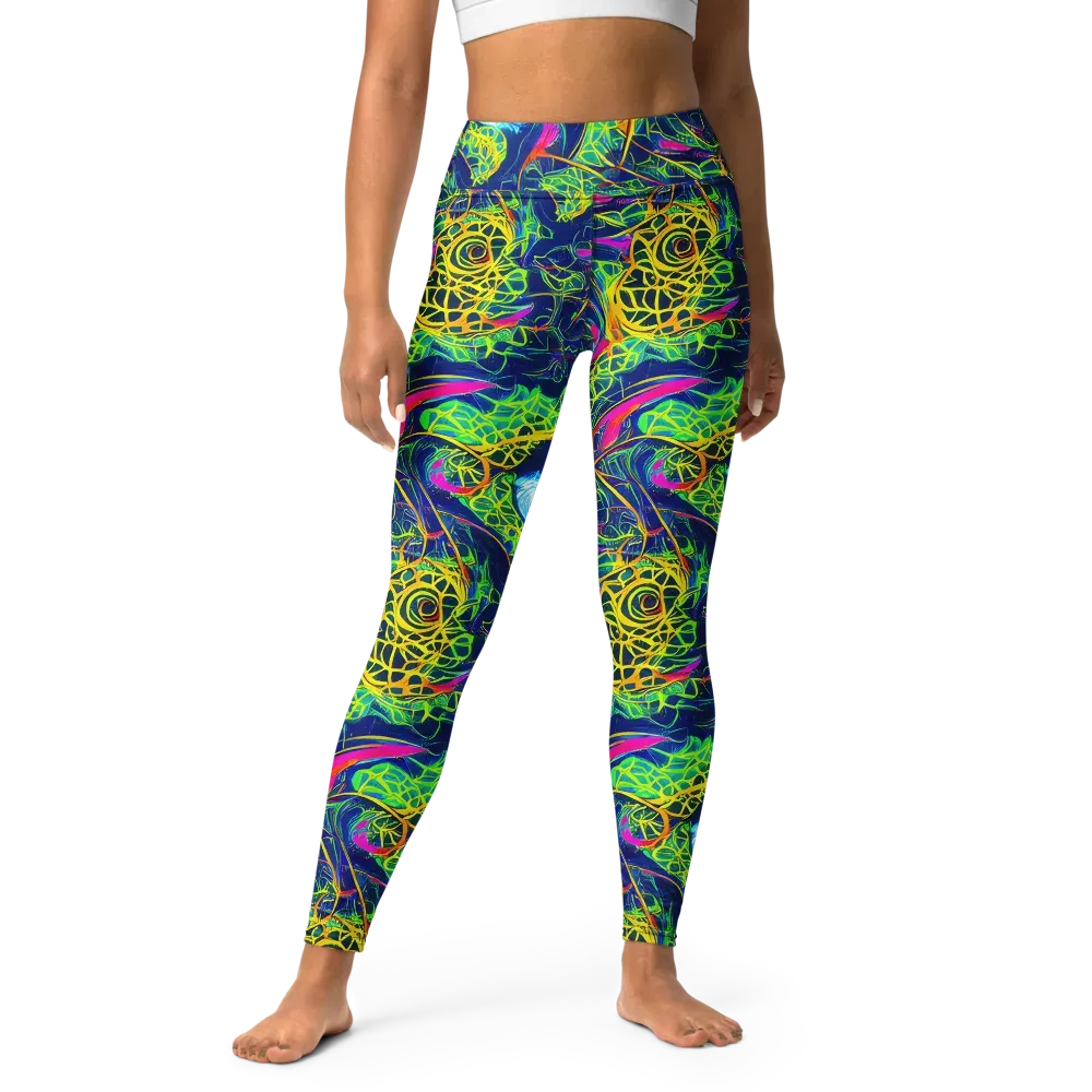 Psychedelic Thicket on Yoga Leggings — Front