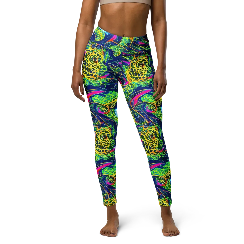 Psychedelic Thicket on Yoga Leggings — Front