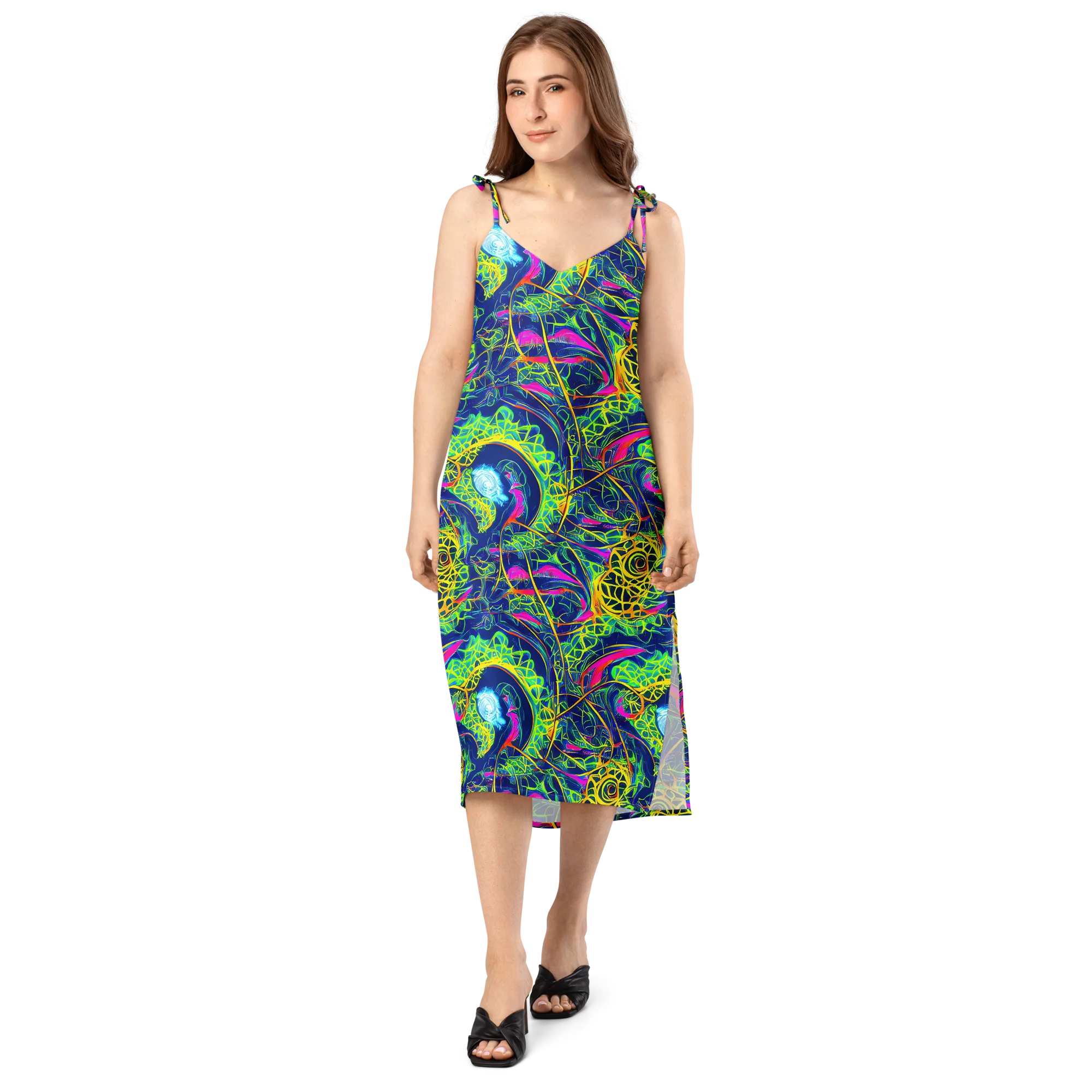 Psychedelic Thicket on Slip Dress — Front
