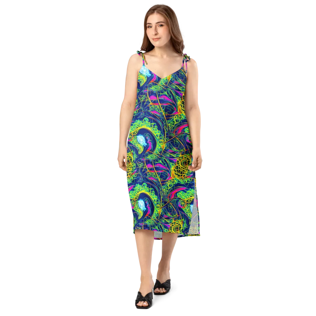 Psychedelic Thicket on Slip Dress — Front