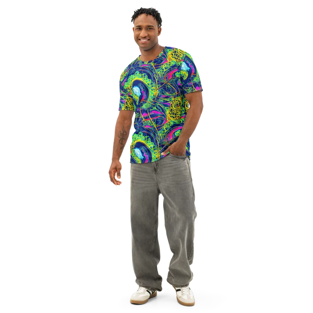 Psychedelic Thicket on Men's Cotton Crew Neck T-Shirt — Front