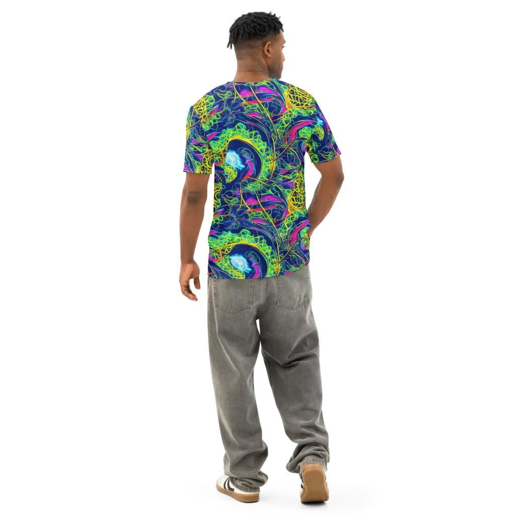 Psychedelic Thicket on Men's Cotton Crew Neck T-Shirt — Back