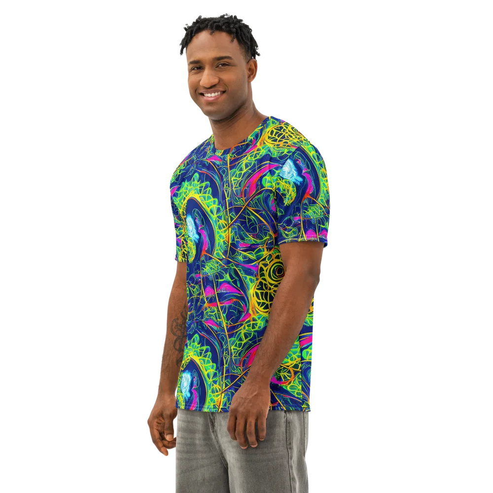 Psychedelic Thicket on Men's Cotton Crew Neck T-Shirt — Left Front