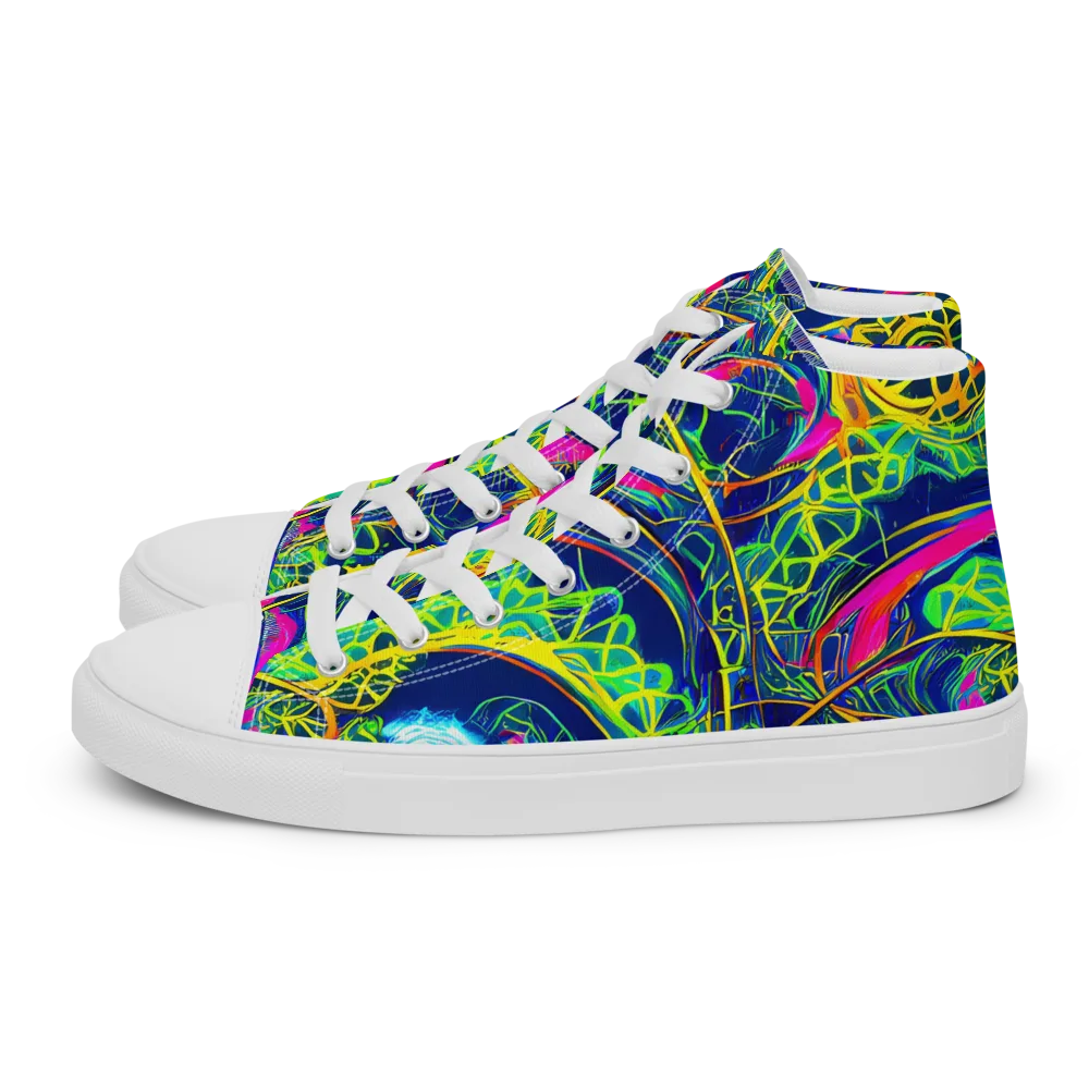 Psychedelic Thicket on Men's High Top Canvas Shoes — Left