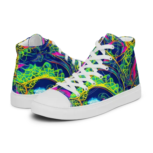 Psychedelic Thicket on a Men's High Top Canvas Shoes