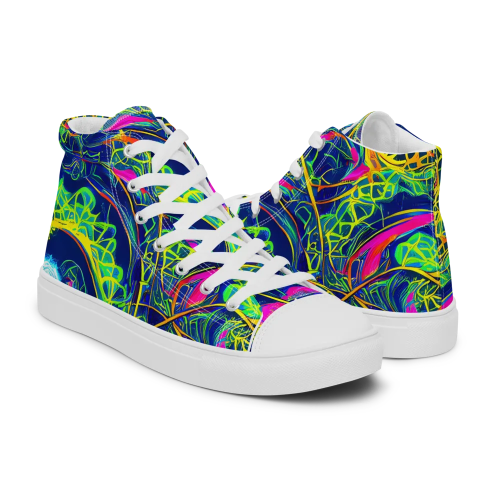 Psychedelic Thicket on Men's High Top Canvas Shoes — Right