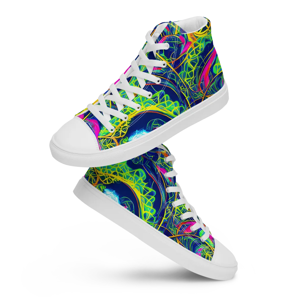 Psychedelic Thicket on Men's High Top Canvas Shoes — Front