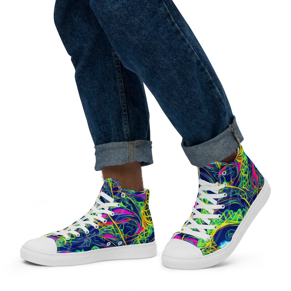 Psychedelic Thicket on Men's High Top Canvas Shoes — Left
