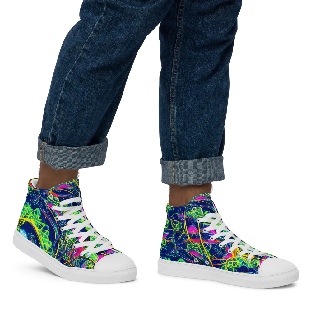 Psychedelic Thicket on Men's High Top Canvas Shoes — Right