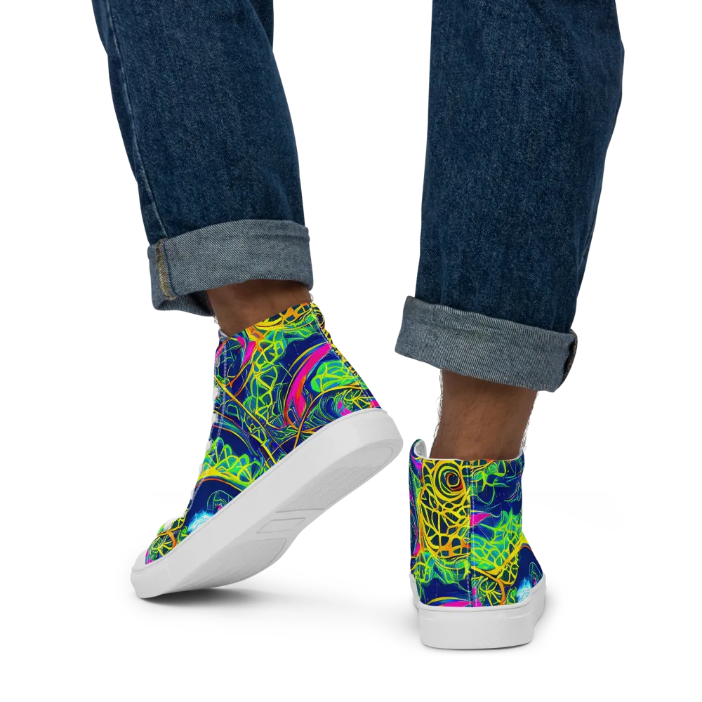Psychedelic Thicket on Men's High Top Canvas Shoes — Back