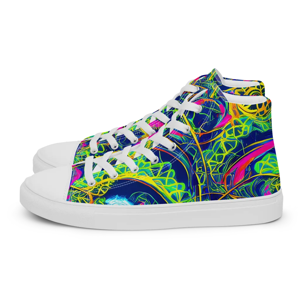 Psychedelic Thicket on Women's High Top Canvas Shoes — Left