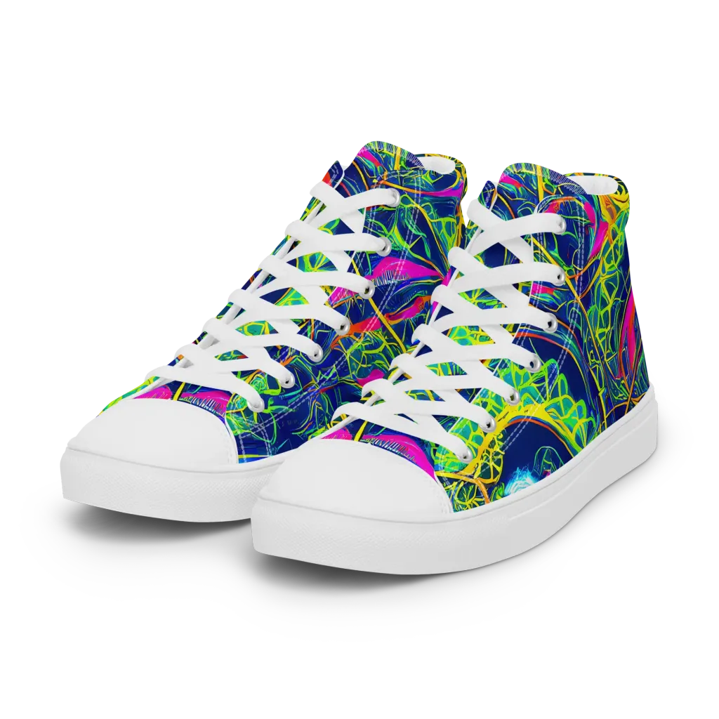 Psychedelic Thicket on Women's High Top Canvas Shoes — Left Front