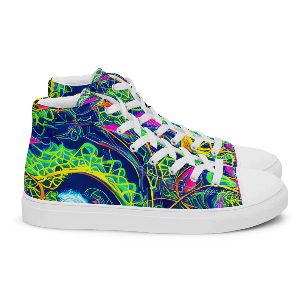 Psychedelic Thicket on Women's High Top Canvas Shoes — Right