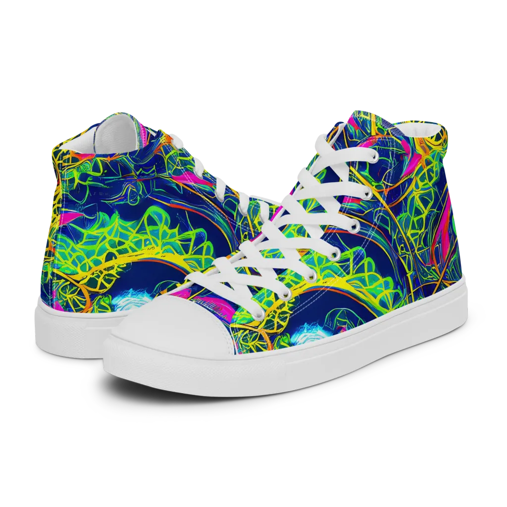 Psychedelic Thicket on Women's High Top Canvas Shoes — Left
