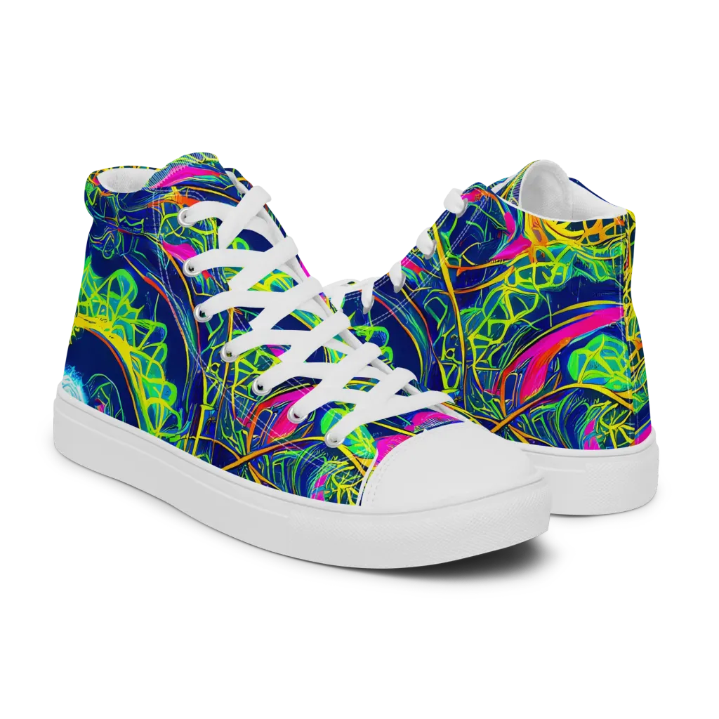 Psychedelic Thicket on Women's High Top Canvas Shoes — Right
