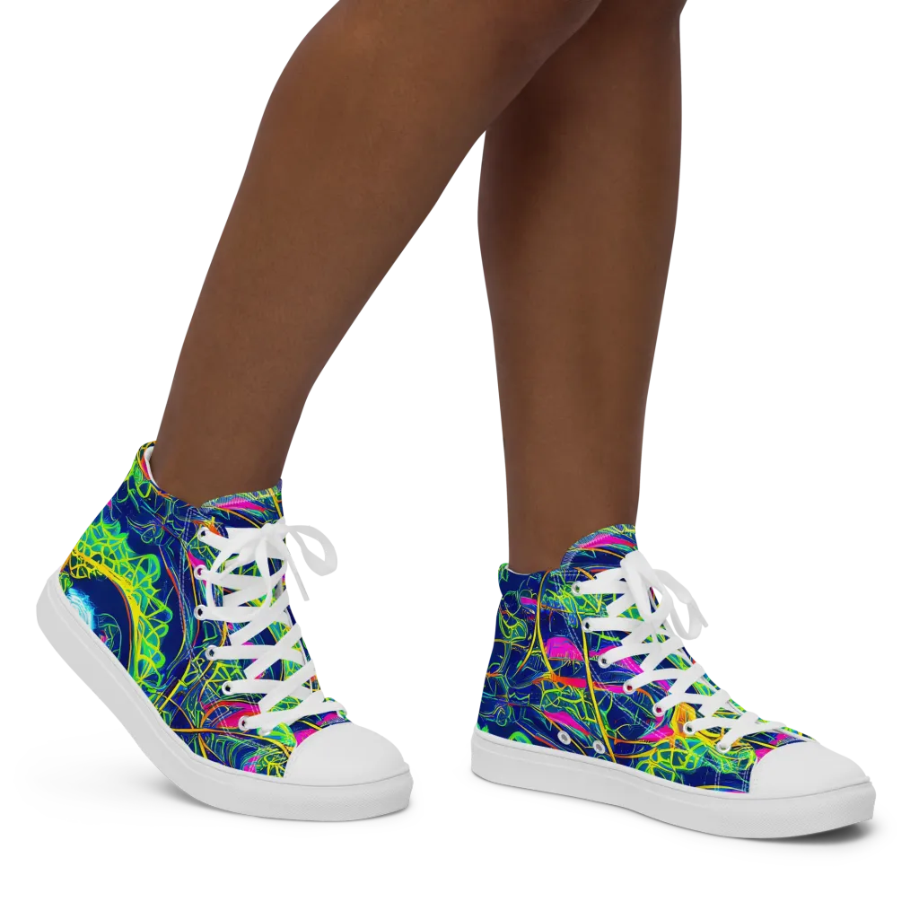 Psychedelic Thicket on Women's High Top Canvas Shoes — Right