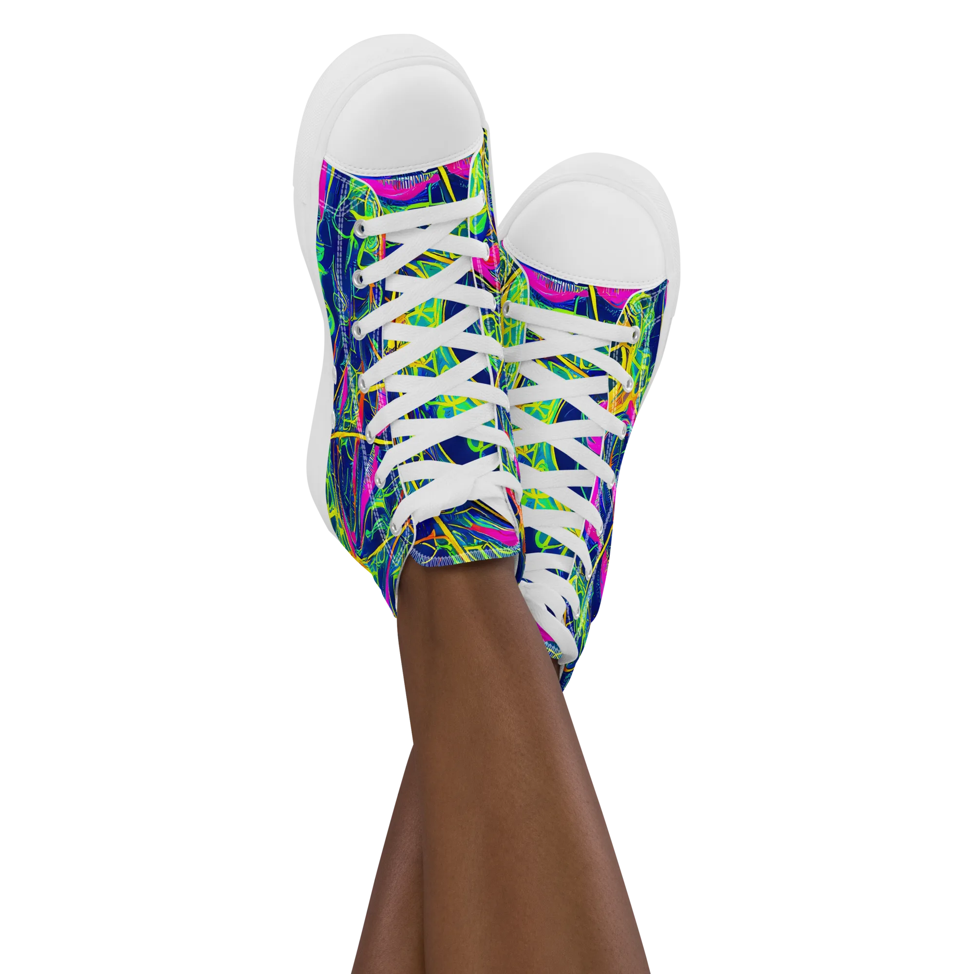 Psychedelic Thicket on Women's High Top Canvas Shoes — Front